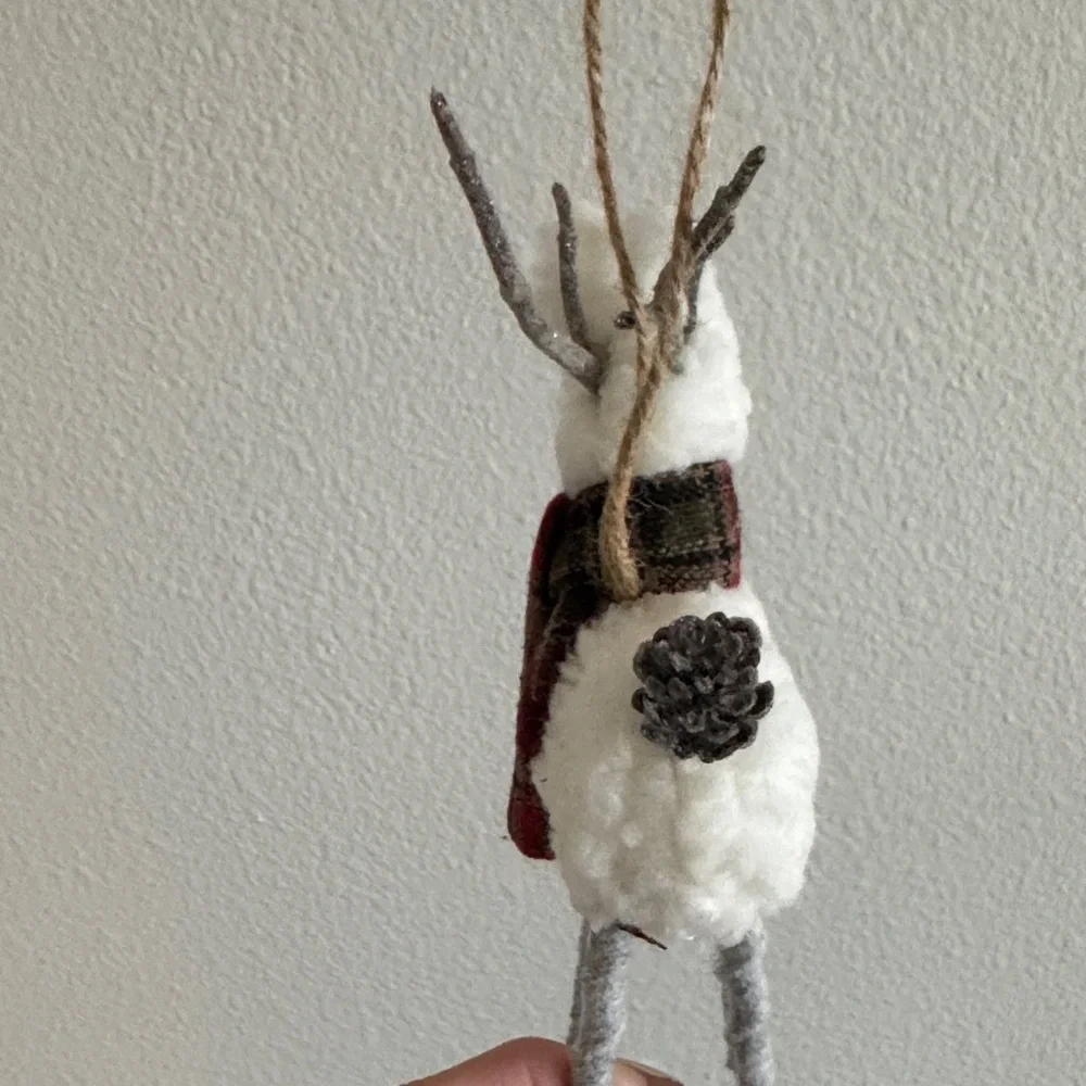 Hobby Lobby White and Gray Reindeer Ornament with Red Scarf - Picture 3 of 6